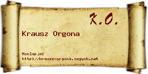 Krausz Orgona névjegykártya